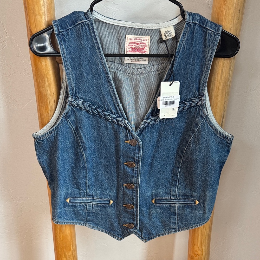 Levi Strauss & Co braided denim vest, nwt, size M - Picture 2 of 5